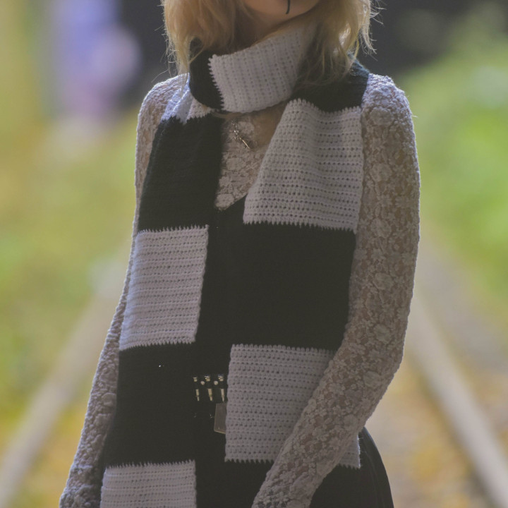 Striped Scarf - Black and White